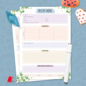 Recipe Book Template - Floral Style
