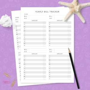 Yearly Bill Tracker Template